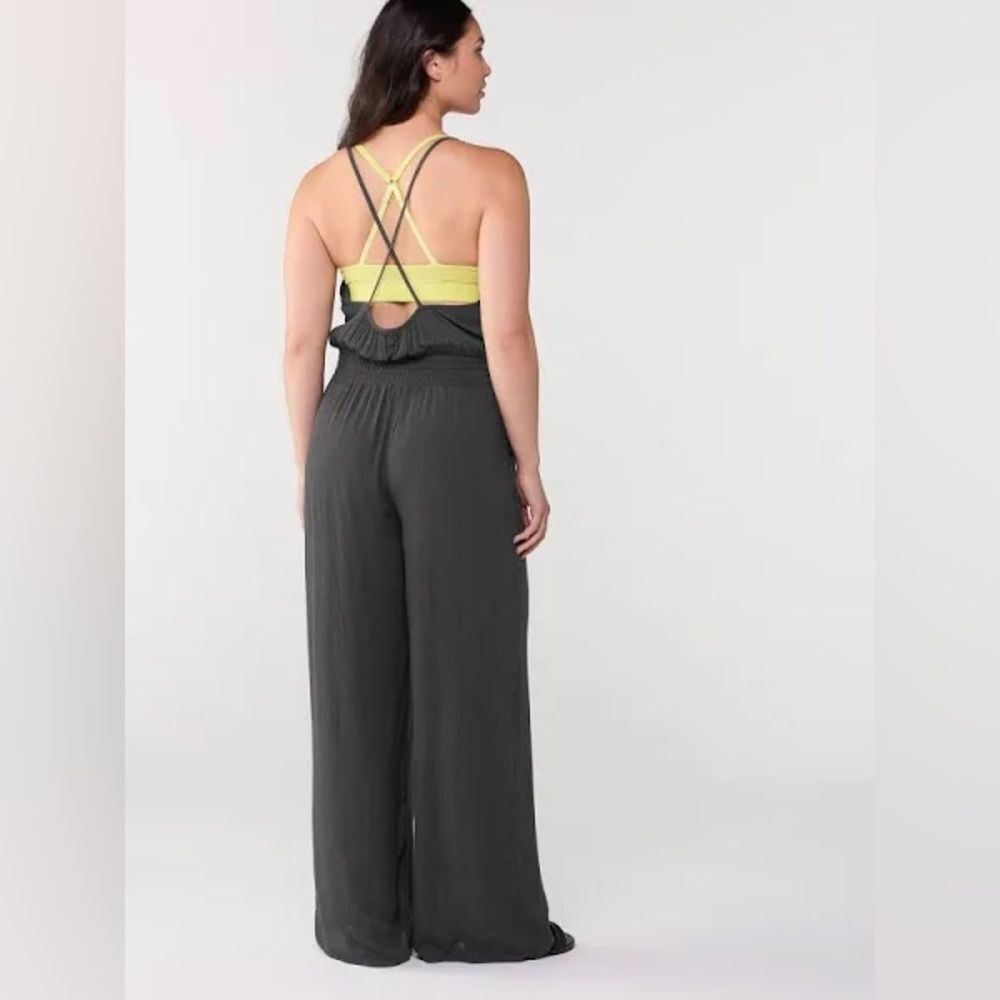 NWT Prana Fernie Wide Leg Jumpsuit Tank Romper Black Beach Lightweight Size M - Picture 2 of 4
